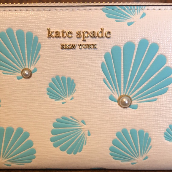 NWT-Kate Spade-Morgan-Seashell ๐Embossed-Zip-Around Continental Wallet-$210 - Picture 2 of 12
